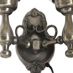 Vintage Dubbele Tinnen Wandlamp, Tweede Helft 20E Eeuw. thumbnail 6