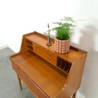 Zweeds Teak Secretaire Met Lades En Uitschuifbaar Blad, Bureau thumbnail 15