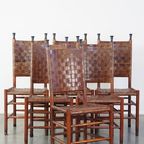 Prachtige Design Set Van 6 Eetkamerstoelen En Uitschuifbare Eetkamertafel Van Schuitema thumbnail 3