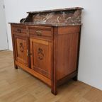 Vintage Frans Dressoir Commode, Ladekast Badkamermeubel Met Marmer Blad 510 thumbnail 8