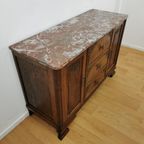 Vintage Antiek Dressoir, Tv Meubel Ladekast Met Marmer Blad thumbnail 11