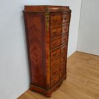 Antiek Franse Secretaire Wandkast Ladekast Met Marmer Blad thumbnail 14