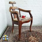 Antieke Barbier Stoel / Kappersstoel Biedermeier / Queen Ann. (Verstelbare Hoofdsteun thumbnail 6