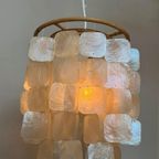 Set Van 2 Capiz Schelpen Hanglamp Lampen Schelp Parelmoer Bamboe Frame Wit Bedrading thumbnail 9