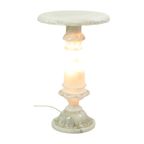 Vintage Verlichte Bijzettafel Zuil Pilaar Lamp Albast Natuursteen thumbnail 7