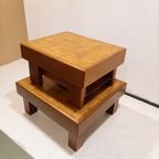 Set Of Two Brutalist Side Tables With Top Of Oak Panels thumbnail 4