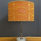 Round Table Lamp With Orange Shade 1960S thumbnail 2