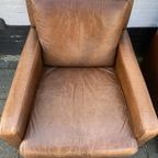 Strakke Leren Fauteuil In Nette Staat, Art Deco Stijl,75 Cm Hoog Achterkant thumbnail 7