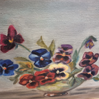 Vintage Olieverf Schilderij Met Violen thumbnail 8