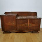 Vintage Mid Century Art Deco Tv Meubel, Dressoir Marmer Blad thumbnail 4