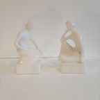 White Glazed Ceramic Bookends thumbnail 9