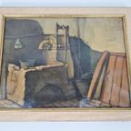 Vintage Kleurrijk Schilderij Stilleven In Houten Lijst ‘70 thumbnail 6