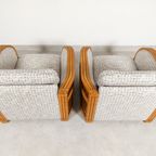 Set Van 2 Bamboo En Rottan Fauteuils Met Grafisch Patroon thumbnail 11