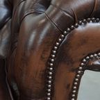 Luxe En Charmante 3-zits Rundleren Chesterfield Bank In Engelse Stijl thumbnail 11