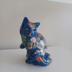 Handgeschilderd Keramische Kat. Vintage Chinoiserie. thumbnail 4