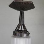 Art Deco Hanglamp Met Getrapte Glazen Kap, Jaren 30 thumbnail 11