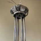 Hanglamp Jaren 40 Pendel Verzilverd 6 Arms Getrapte Glazen Kelken thumbnail 8