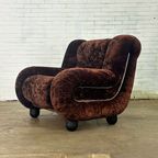 Vintage Italiaanse Fauteuil In Donkerbruin Velours thumbnail 4