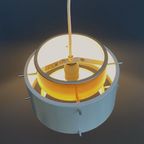 Metal, White And Brass Color Pendant Lamp By Veb 1960s thumbnail 7