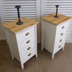 Mooi Set Van 2 Grote Witte Landelijke Lade Nachtkastjes thumbnail 4