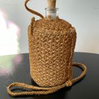 Vintage Italiaanse Geweven Jute Damigiana. Unieke Vintage Kruik. Jute Kruik. thumbnail 2