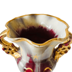 Mid-century Jasba Vaas Fuchsia Wit Goud Barok 1950’s thumbnail 6