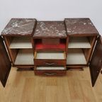 Vintage Mid Century Art Deco Tv Meubel, Dressoir Marmer Blad thumbnail 7