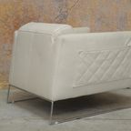 Zganieuw! Gebroken Witte Leren Natuzzi Design Fauteuil thumbnail 5