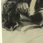 Grote Houtskool Tekening Advocaat Kunst Driesschaert Gedateerd 1974 thumbnail 10