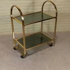 Vintage Italiaans Bar Cart Trolley, Goud thumbnail 7