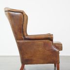 Charmante Schapenleren Oorfauteuil Met Een Mooi Patina En Een Goed Zitcomfort thumbnail 4