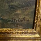 Franse Olieverf Schilderij Schapenhouder Uit 1810 thumbnail 4