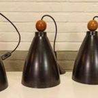 Set Van 3 Vintage Metalen Hanglampen thumbnail 4