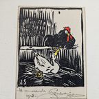 Jan Schrijvers - Houtsnede - Handdruk - Gesigneerd - 1948 thumbnail 3