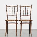 Set Van 5 Charmante, Zeer Elegante Antieke Thonet Design Bistro/ Eetkamerstoelen thumbnail 4