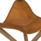 Hunting Chair - Foldable Tripod Stool - Wood And Leather Upholstery - Military Campaign Style - L thumbnail 3