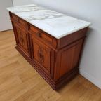 Vintage Antiek Dressoir Commode Ladekast Badkamermeubel Met Marmer Blad 707 thumbnail 6