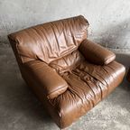 Pair Of 2 Brown Leather Club Brunati Sofa'S thumbnail 7