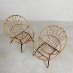 Set Van 2 Rotan, Bamboe Kinder Stoelen Rohe Noordwolde, Jaren 50 thumbnail 3