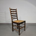 Set Of 4 Oak, Rustic, Farmhouse, Ladderback Dining Chairs With Rush Seats 1960S thumbnail 7