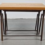 2 Brutalist Bijzettafel Nesting Tables Mimiset Eiken Metaal thumbnail 14