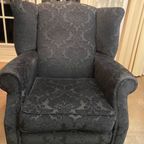 Oorfauteuil Barok Zwarte Stof thumbnail 2