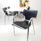 Vintage Mens 'Jim' Stoelen En Eettafel Wit Chroom Zwart thumbnail 6