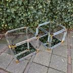 Hollywood Regency Bijzettafels Plexiglas, Glas, Messing 80S thumbnail 10