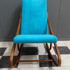 Ton / Thonet Arm Less Rocking Chair In Blue Velvet Upholstery thumbnail 5