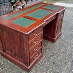Klassiek Engels Bureau, Partnerdesk Schrijftafel Met Opzets thumbnail 6