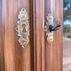 2delig Donker Grenen Secretaire/ Ladenkast/ Vitrinekast/boekenkast 225 Cm Hoog thumbnail 7