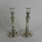Set Van 2 Kwikzilveren Kandelaars, Rond 1900 (armeluiszilver) thumbnail 11