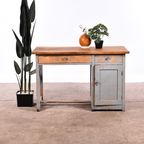 Vintage Bureau Hout | Oud Bureau | Houten Bureau Grijs thumbnail 11