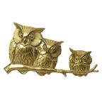 Gouden Wandsculptuur Uilen Op Tak Messing Seventies 47cm thumbnail 7